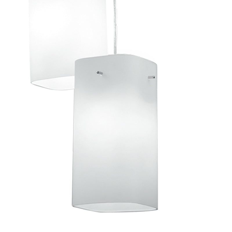 Lampadario a 3 Sospensioni Squadrate Vetro Bianco Metallo Moderno E27 Ambiente I-SQUARE/S3-3