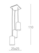 Lampadario a 3 Sospensioni Squadrate Vetro Bianco Metallo Moderno E27 Ambiente I-SQUARE/S3-4