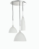 Sospensione 3 Luci Metallo paralumi Diversi Vetro in Pasta Bianca Lampadario Moderno E14 Ambiente I-SWING-SP-3-1