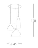 Sospensione 3 Luci Metallo paralumi Diversi Vetro in Pasta Bianca Lampadario Moderno E14 Ambiente I-SWING-SP-3-4