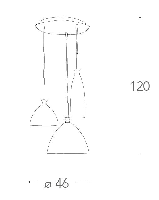 Sospensione 3 Luci Metallo paralumi Diversi Vetro in Pasta Bianca Lampadario Moderno E14 Ambiente I-SWING-SP-3-4