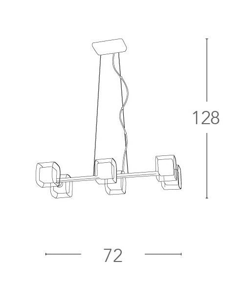 Lampadario Sospeso paralumi Cubici Vetro Trasparente Bianco Metallo Cromo G9 Ambiente I-YOGA-S6-4