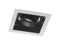 Incasso Quadrato Orientabile Bianco Nero Satinato Soffitto Ribassato Faretto Led 10 watt Luce Calda Intec INC-APOLLO-1X10C-1