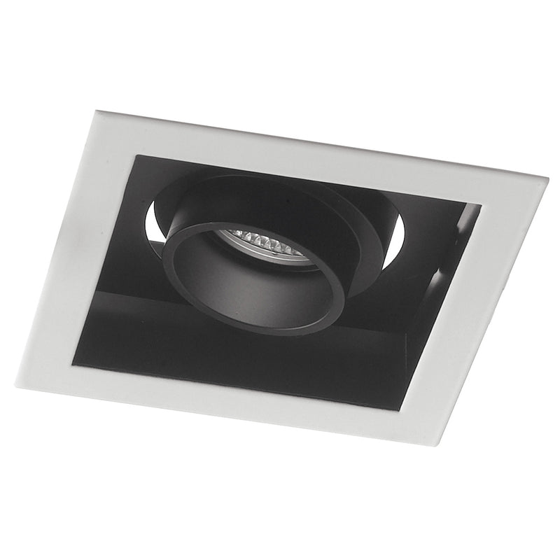 Faretto Orientabile Quadrato Nero Bianco Incasso Led 20 watt Luce Calda Intec INC-APOLLO-1X20C-1