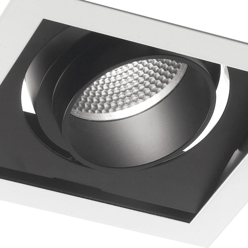 Faretto a Incasso Quadrato Orientabile Bianco Nero Led 30 watt 3000 kelvin Intec INC-APOLLO-1X30C-2