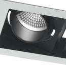 Incasso Due luci Cartongesso Faretto Orientabile Nero Bianco Led 20 watt Luce Luce Naturale Intec INC-APOLLO-2X10M-2