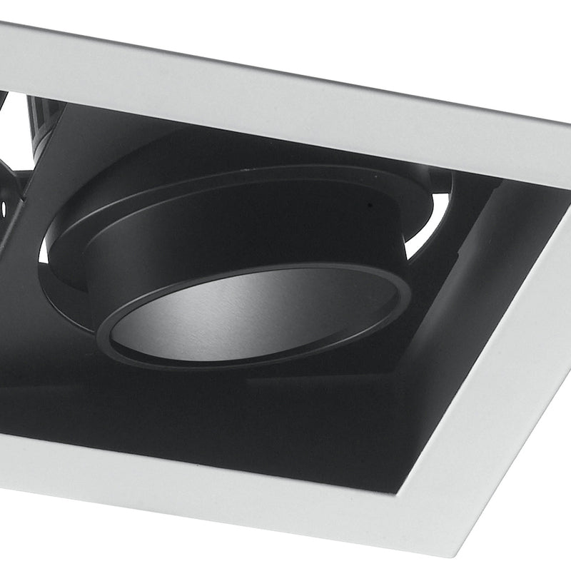 Faretto Incasso Bianco Nero 2 Luci Orientabii Led 90 watt Luce Naturale Intec INC-APOLLO-2X45M-3