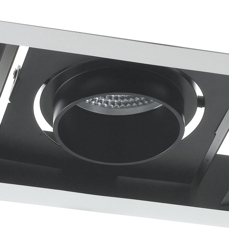 Faretto Nero Bianco 3 Luci Orientabili Incasso Controsoffittatura Led 135 watt 4000 kelvin Intec INC-APOLLO-3X45M-3