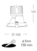 Incasso Controsoffitto Faretto Tondo Bianco Led 30 watt Luce Naturale Intec INC-ELITE-1X30M-3