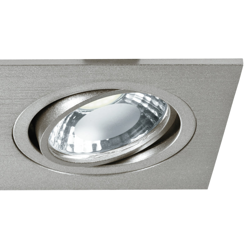 Incasso Controsoffittatura 2 Faretti Orientabili Alluminio Silver Led 10 watt Luce Naturale Intec INC-GEMINI-PL6-2