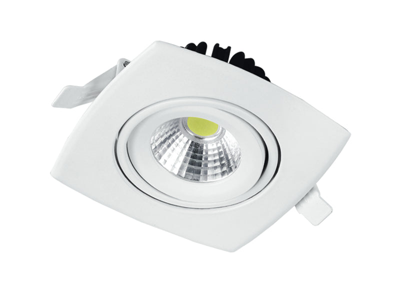 Faretto Bianco Orientabile Alluminio Quadrato Incasso Led 8 watt Luce Fredda Intec INC-KLIPPE-8F-1