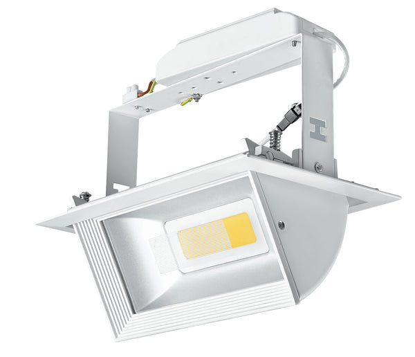 Faretto Incasso Squadrato Cartongesso Bianco Riflettore Silver Led 30 watt Luce Calda sconto