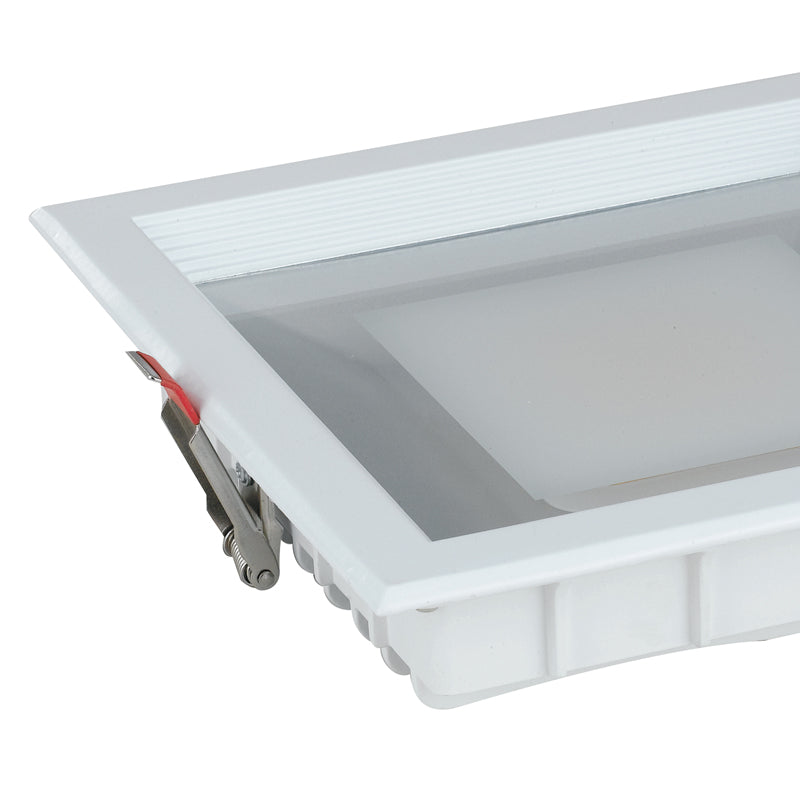 Faretto Incasso Bianco Satinato Quadrato Alluminio Pressofuso Led 10 watt Luce Fredda Intec INC-MARK-10F-2