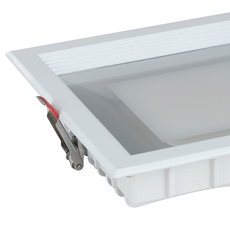 Incasso Soffitto Ribassato Faretto Quadrato Alluminio Bianco Satinato Led 20 watt Luce Calda Intec INC-MARK-20C-2