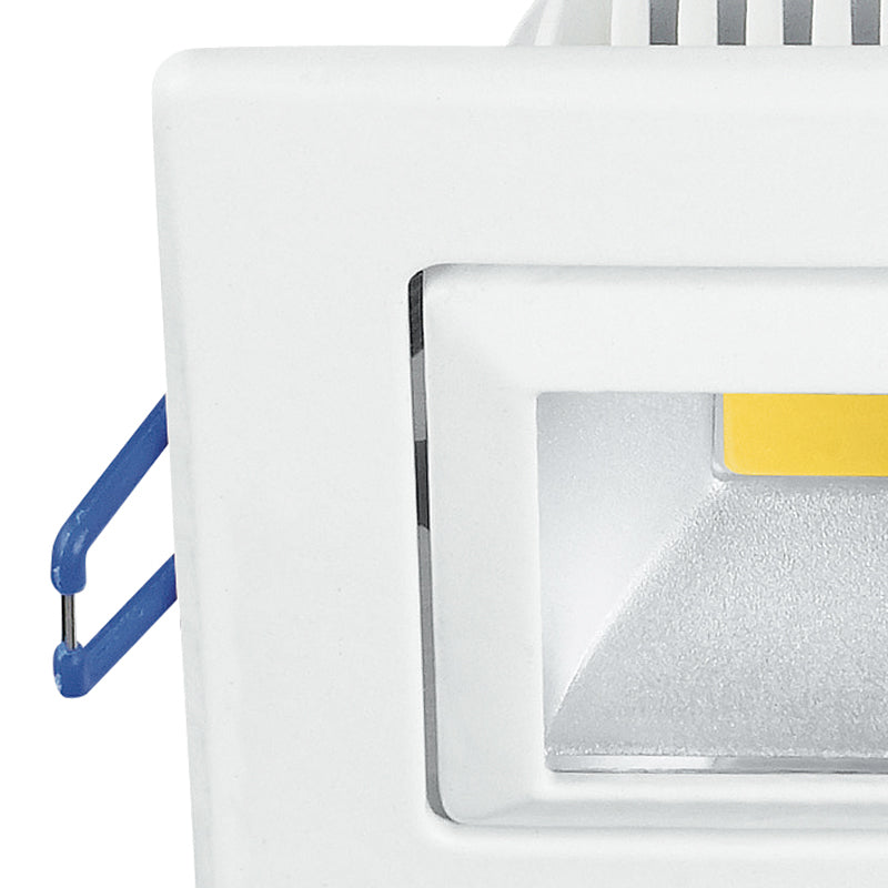 Faretto Quadrato Orientabile Alluminio Bianco Incasso Cartongesso Led 5 watt Luce Calda Intec INC-POUND-5C-3