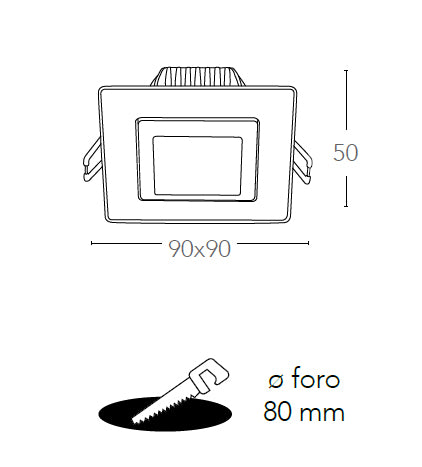 Incasso Soffitto Ribassato Faretto Bianco Alluminio Orientabile Led 5 watt 5500 K Intec INC-POUND-5F-4