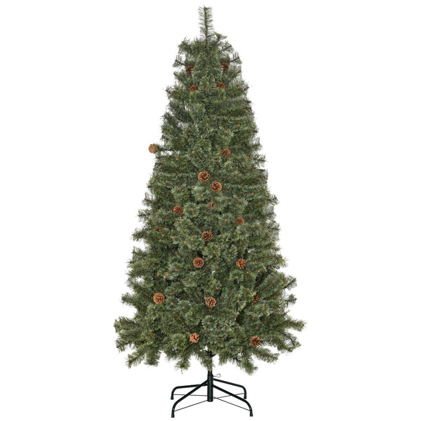 prezzo Albero di Natale Artificiale H180 cm 450 Rami con Pigne Decorative e Base in Metallo Verde