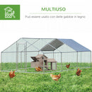 Pollaio Gabbia per Galline 600x303,5x195 cm in Metallo con Copertura in Tessuto Oxford Argento-5