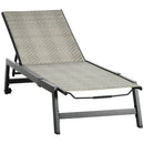 Lettino Prendisole da Giardino 162x60x90 cm in Rattan e Alluminio Nero e Grigio-1