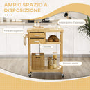 Carrello da Cucina 83x45x96 cm con Ruote in Bambù Naturale-4