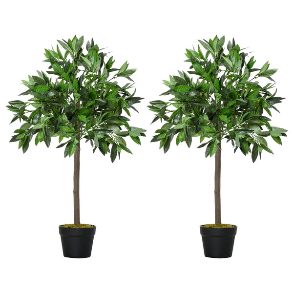 Set di 2 Alberi Artificiali di Alloro per Interni ed Esterni H90 cm con Vaso Verde online