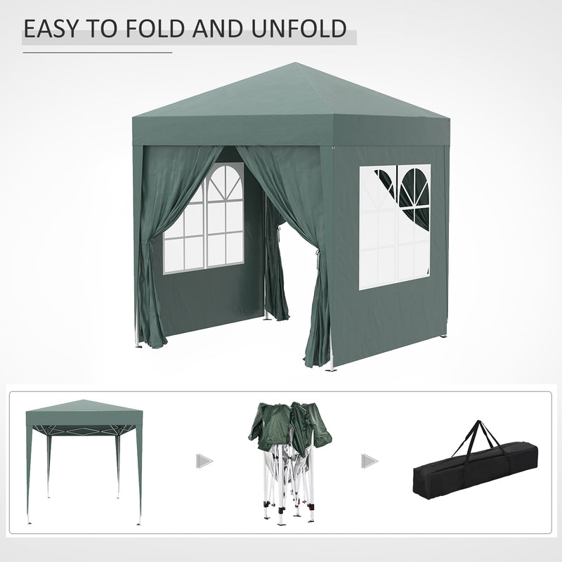 Gazebo Pieghevole 2x2m in Metallo e Poliestere Verde-9