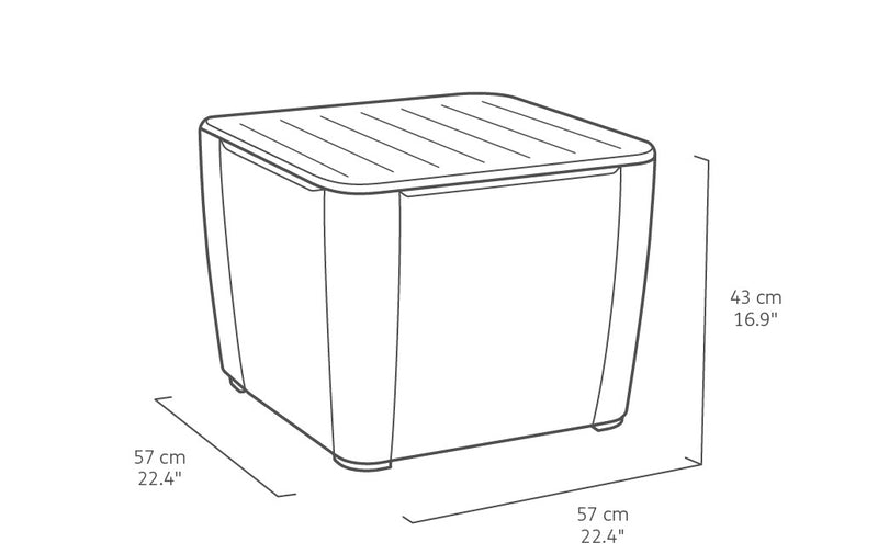 Tavolino Contenitore da Giardino 57x57x43 cm in Resina Keter Luzon Plus Antracite-5