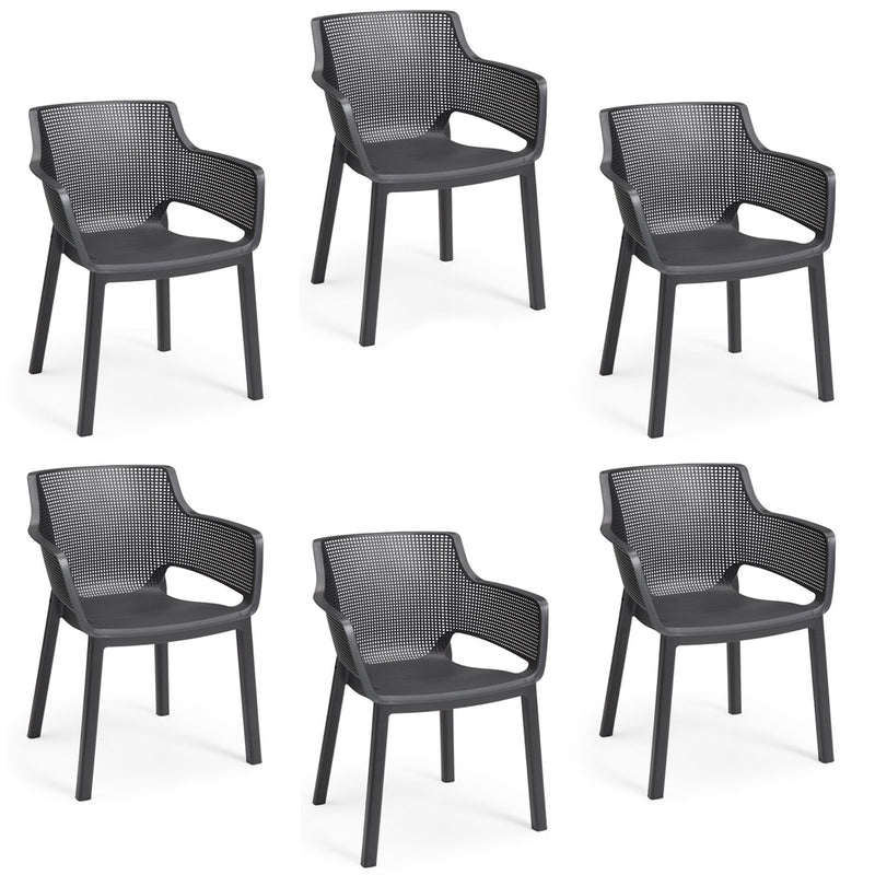 Set 6 Sedie da Giardino 61x54x79h cm Elisa Chair Grafite-1