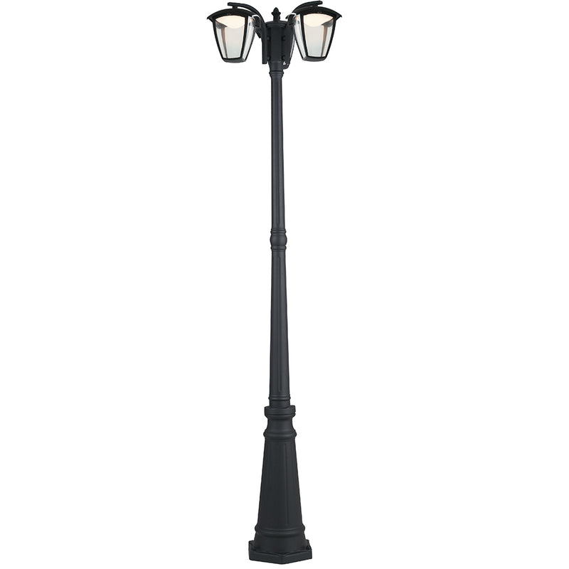 Lampione Tre Luci Alluminio Nero diffusori Policarbonato Esterno Led 36 watt Luce Naturale Intec LANT-LADY/P3-1