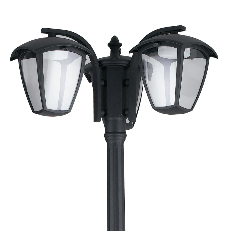 Lampione Tre Luci Alluminio Nero diffusori Policarbonato Esterno Led 36 watt Luce Naturale Intec LANT-LADY/P3-2