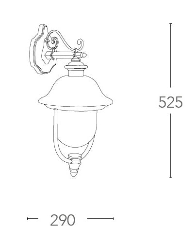 Lanterna verso Basso Diffusore Alluminio Nero Rame Impermeabile E27 Intec LANT-VENEZIA-AP1B-4