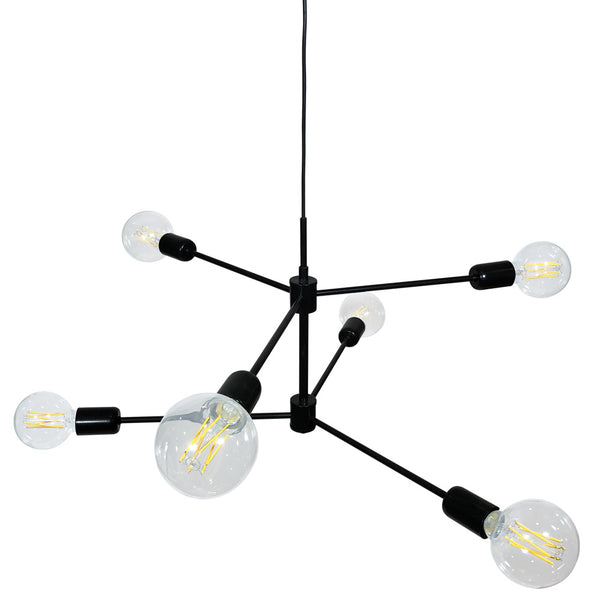 sconto Lampadario 6xE27 Montatura Verniciata Nero E-Energy Lara