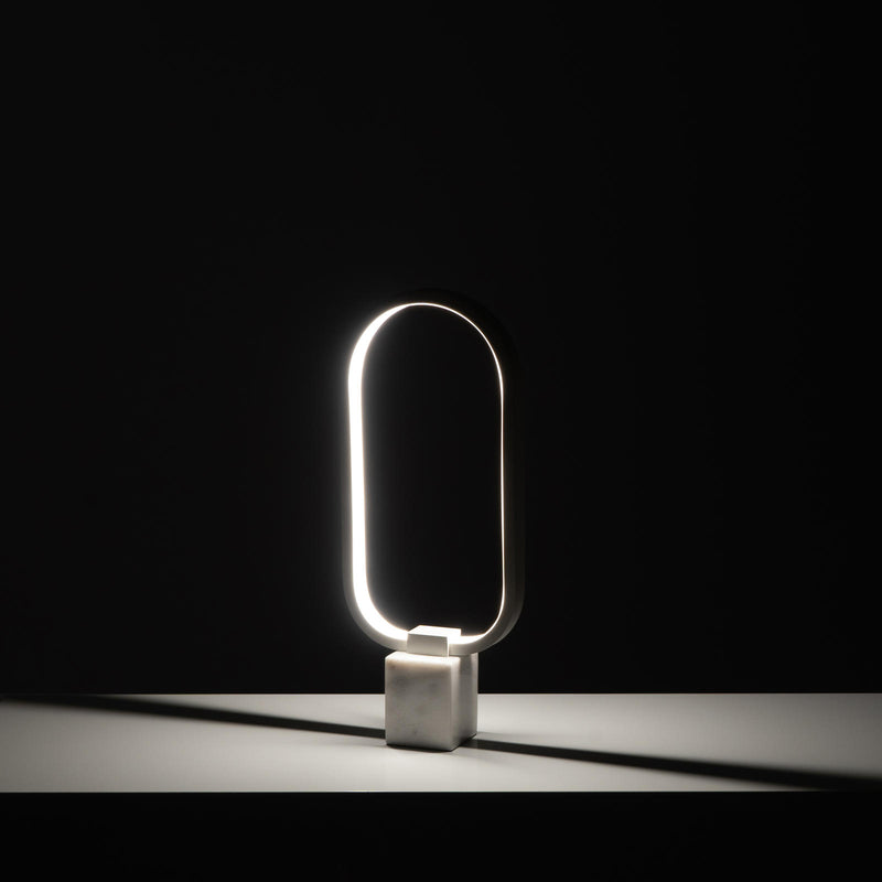 Lampada da Tavolo a LED 7x18xH44 cm in Metallo e Marmo Naos Bianco-2