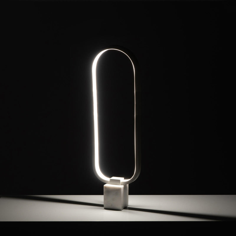 Lampada da Tavolo a LED 7x18xH60 cm in Metallo e Marmo Naos Bianco-2