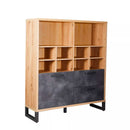 Libreria 1 Anta 2 Cassetti 131,6x35x147,2 cm in Truciolare Nobilitato Quercia e Ardesia-1