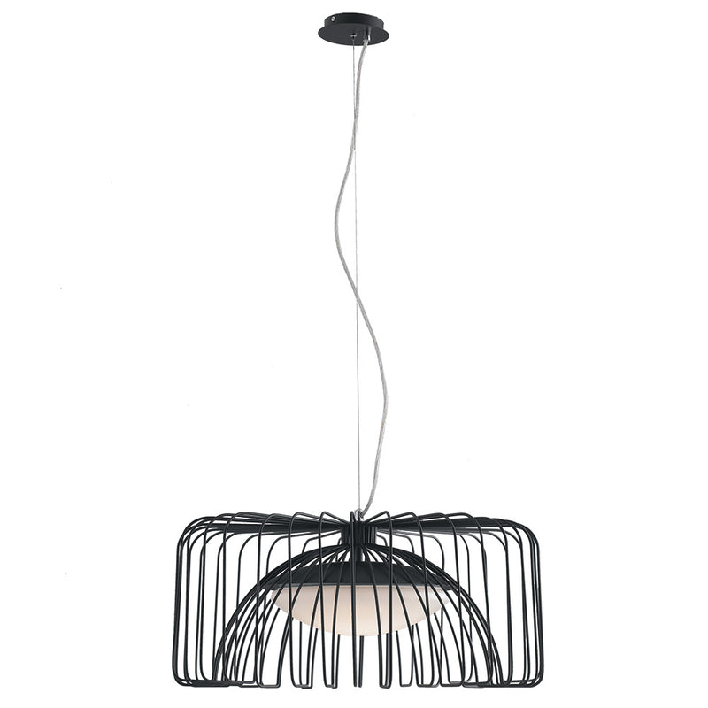 Lampadario sospeso Nero Metallo decoro Moderno Led 24 watt Luce Naturale Ambiente LED-COUGAR-1