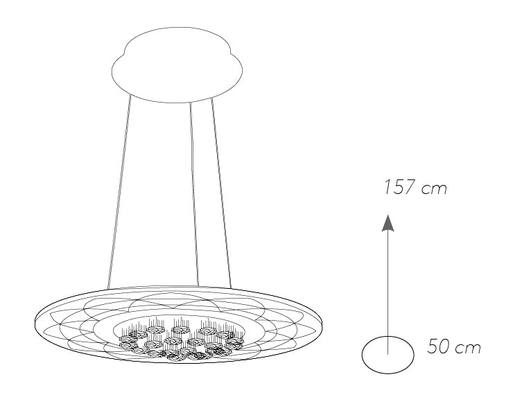 Lampadario Sospeso Tondo Bianco Metallo Acrilico Cristalli Led 42 watt Luce Naturale Ambiente LED-HIMALAYA-S50-4