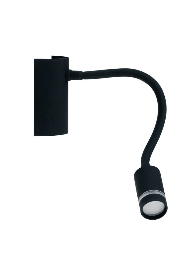 acquista Applique Lampada da Lettura Flessibile Silicone Nero Moderna Led 3 watt Luce Calda