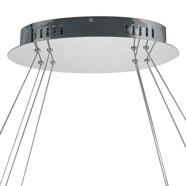 prezzo Lampadario Due Anelli Metallo Cromato Cristalli K9 Sospesione Led 54 watt Lune Naturale