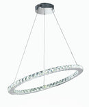 Sospensione Anello obliquo Cristalli K9 Metallo Cromo Lampadario Led 36 watt Luce Naturale Ambiente LED-MELODY/S70-1