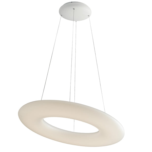 Lampadario a sospensione Anello Opale Metallo Bianco Moderno Led 40 watt Luce Naturale sconto