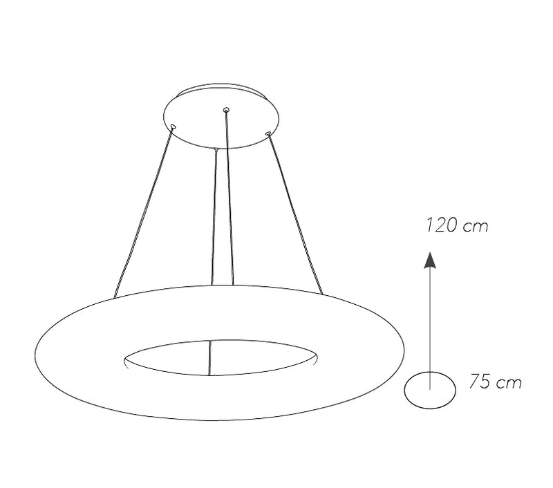 Lampadario Matello Bianco Anello opale Sospensione Moderna Led 80 watt Luce Naturale Ambiente LED-MYLION-S75-4