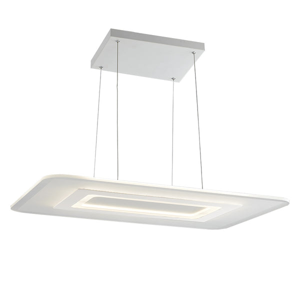 Lampadario Sospeso Rettangolare Bianco Metallo Acrilico Led 65 watt Luce Naturale acquista