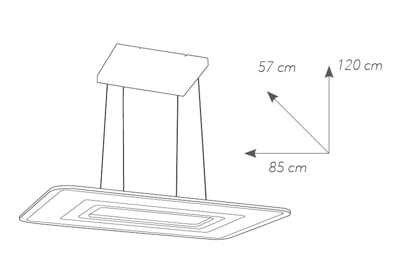 Lampadario Sospeso Rettangolare Bianco Metallo Acrilico Led 65 watt Luce Naturale Ambiente LED-TRESOR-S8557-4