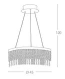 Lampadario a Sospensione Circolare Metallo Pendenti Cristalli K9 Led 45 watt Luce Naturale Ambiente LED-VENUS-S45-4