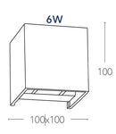 Applique Cubica Bianca Emissione Luce Superiore Inferiore Led 6 watt Luce Calda Intec LED-W-ALFA/6W-3