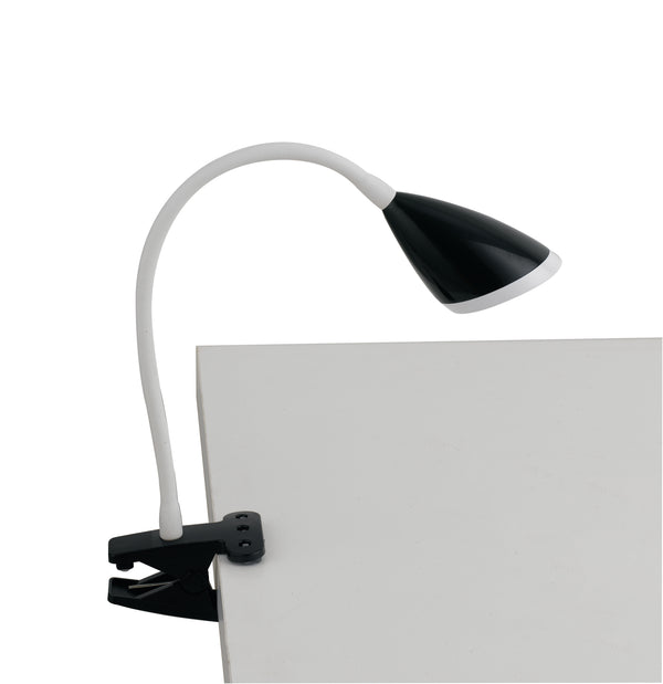 acquista Lampada da Tavolo Flessibile con Pinza Silicone paralume Metallo Nero Led 3,2 watt Luce Naturale