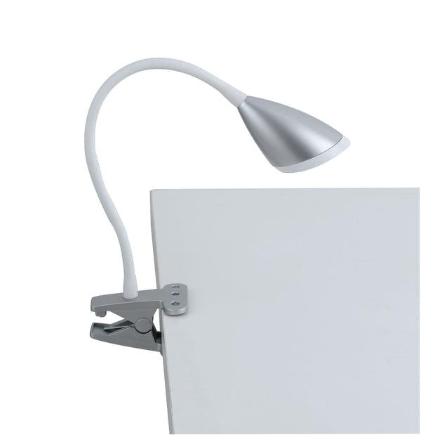 Lume con Pinza Silicone Flessibile paralume Metallo Argento Lampada Led 3,2 watt Luce Naturale acquista