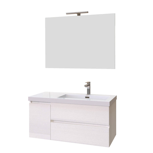 online Mobile Bagno Sospeso 100 cm Lavabo e Specchio Bonussi Pegaso Bianco Larice