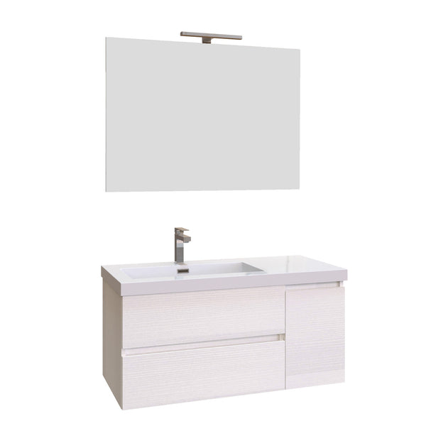 Mobile Bagno Sospeso 100 cm Lavabo e Specchio Bonussi Pegaso Bianco Larice prezzo